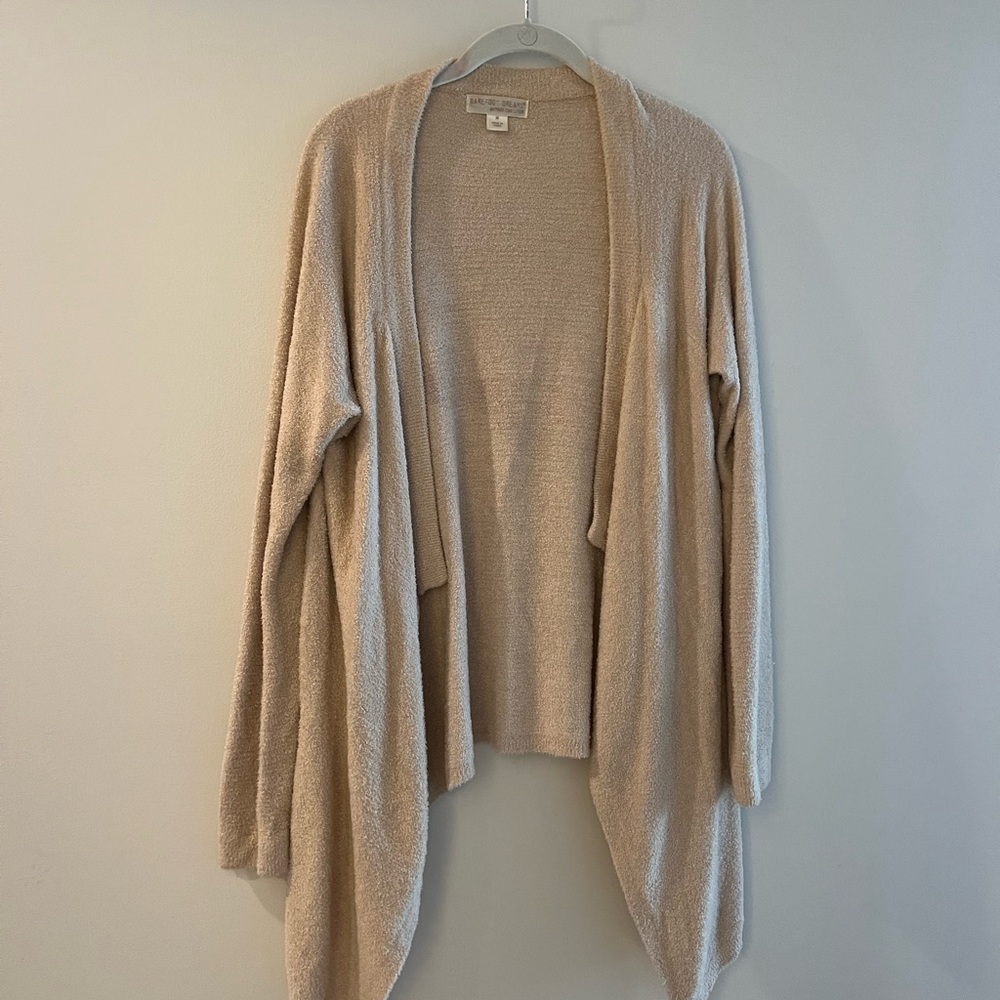 Barefoot Dreams Cream Cardigan Sweater with Waterfall Hem